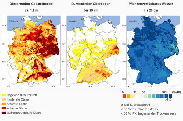 Dürremonitor UFZ Deutschland Januar 2020