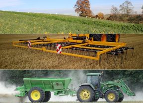 Collage Zwischenfruchmischung, Claydon, Kalkung mit John Deere